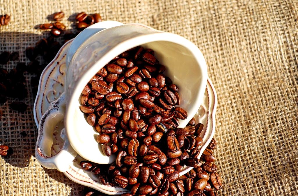 Dettaglio chicchi di caffè artigianali appena tostati